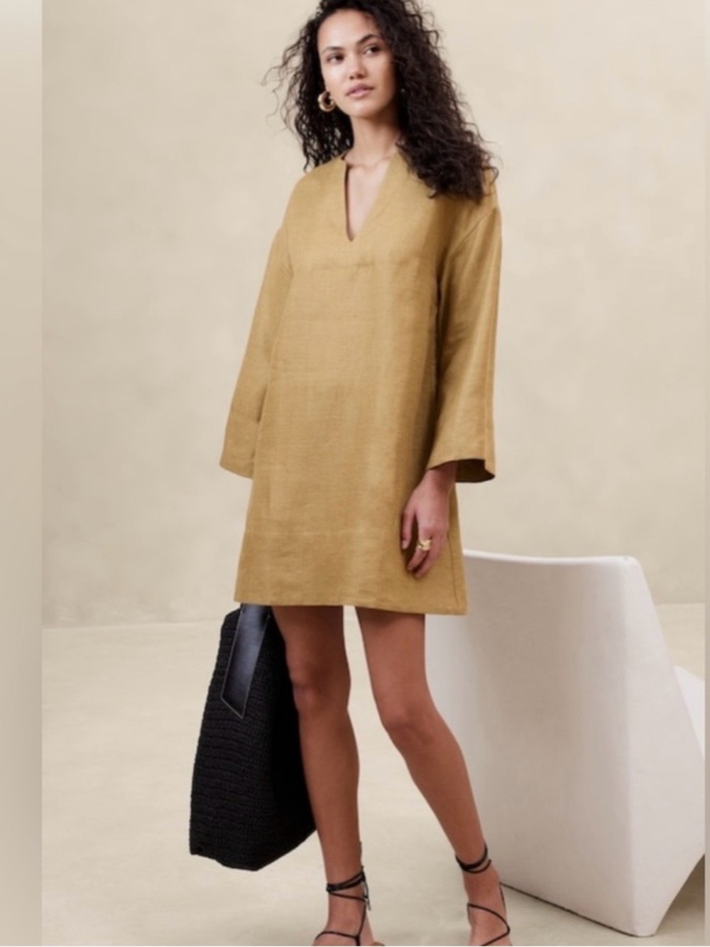 Banana Republic Linen Kaftan Tunic Dress M Tall